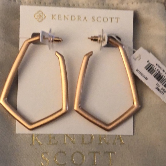 Kendra Scott Lonnie 14k Rose Gold Plated Elongated Hoop Earrings NWT & Dust Bag - Picture 7 of 11